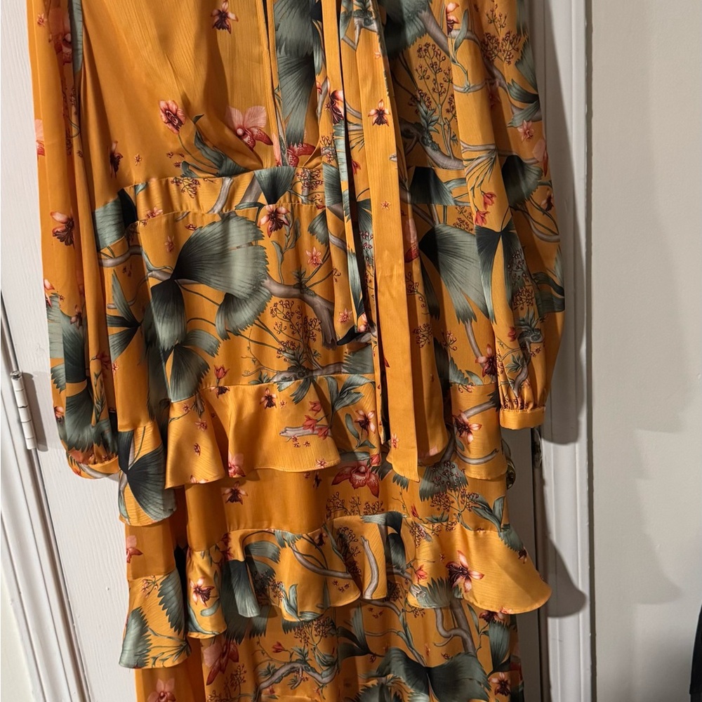 H&M Mustard Floral Long Sleeve Dress